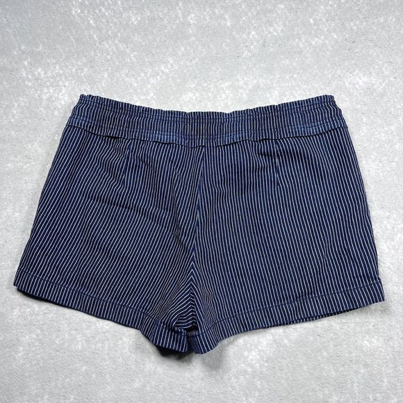 LOFT Shorts Women’s Size Medium Blue White Stripe Heavy Denim Drawstring Pocket - Picture 8 of 13